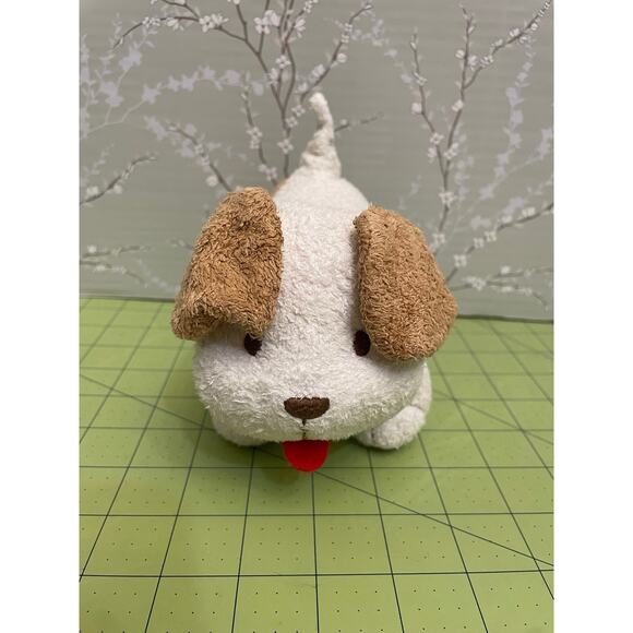 Old Navy 2004 Puppy Dog Lovey Rattle 7” Baby Plush Brown White HTF - Picture 1 of 8